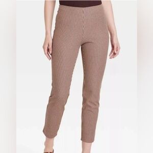 A New Day Burgundy Brown Blue Plaid Career Office Ankle Pants Size 10